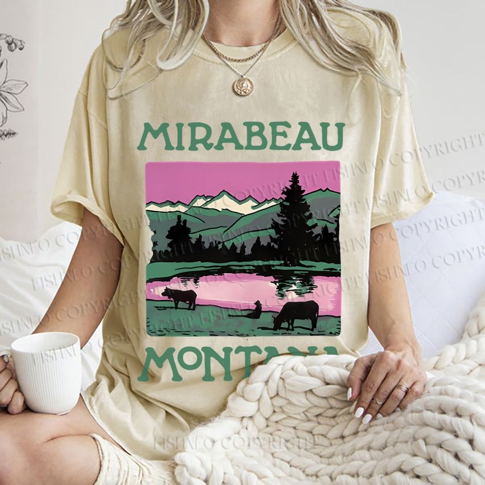Unisex Vintage Montana Graffiti Printed Washed Tee