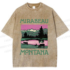 Unisex Vintage Montana Graffiti Printed Washed Tee