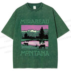 Unisex Vintage Montana Graffiti Printed Washed Tee