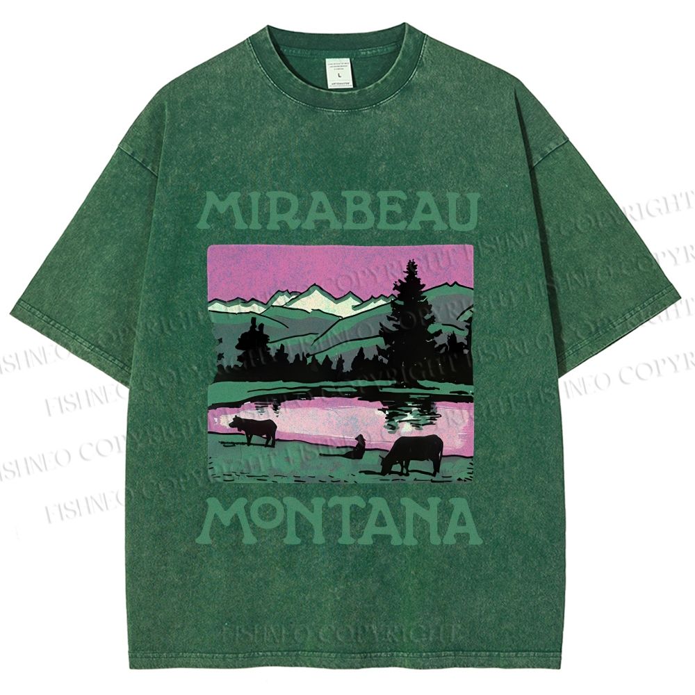 Unisex Vintage Montana Graffiti Printed Washed Tee