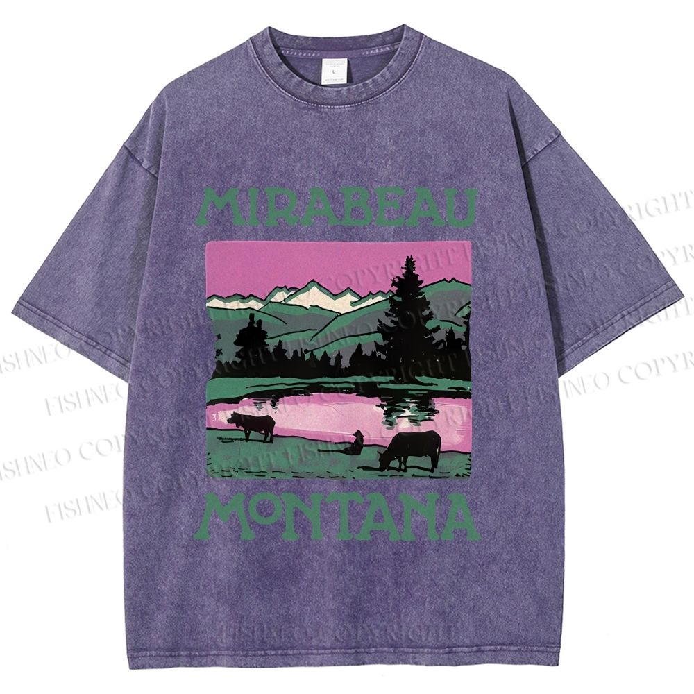 Unisex Vintage Montana Graffiti Printed Washed Tee