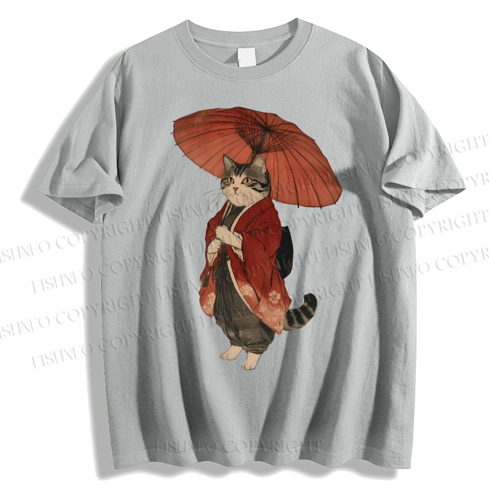 Unisex Vintage Japanese Cat Classic Cotton T-shirt