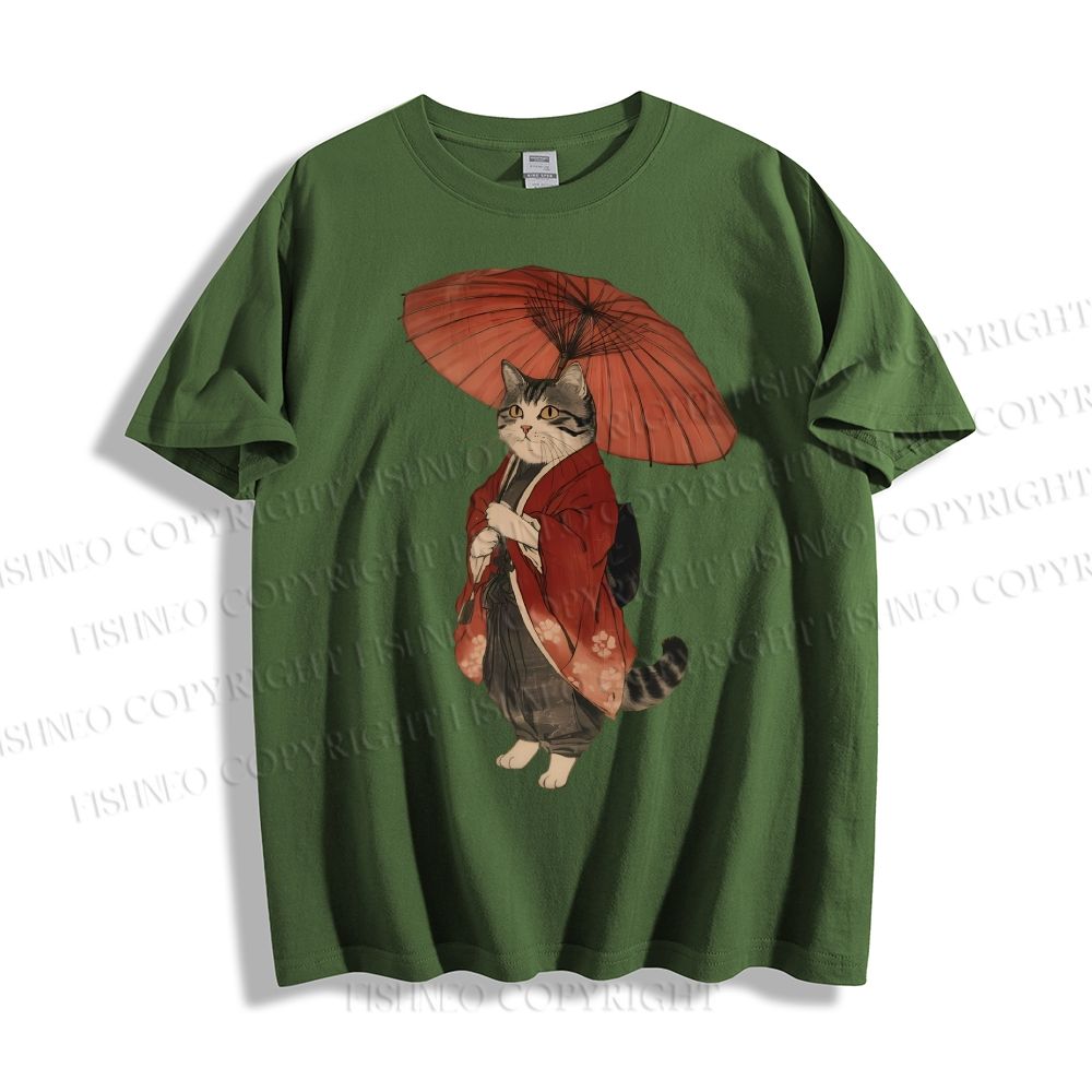 Unisex Vintage Japanese Cat Classic Cotton T-shirt