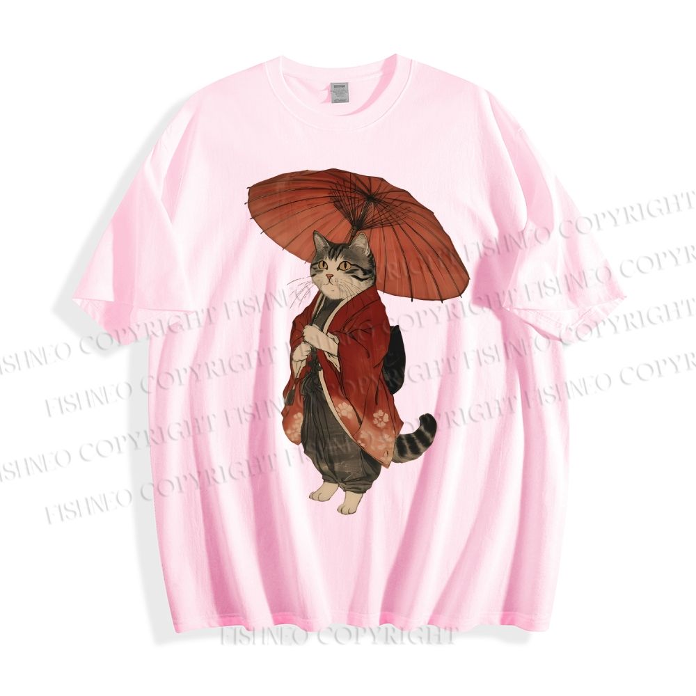 Unisex Vintage Japanese Cat Classic Cotton T-shirt