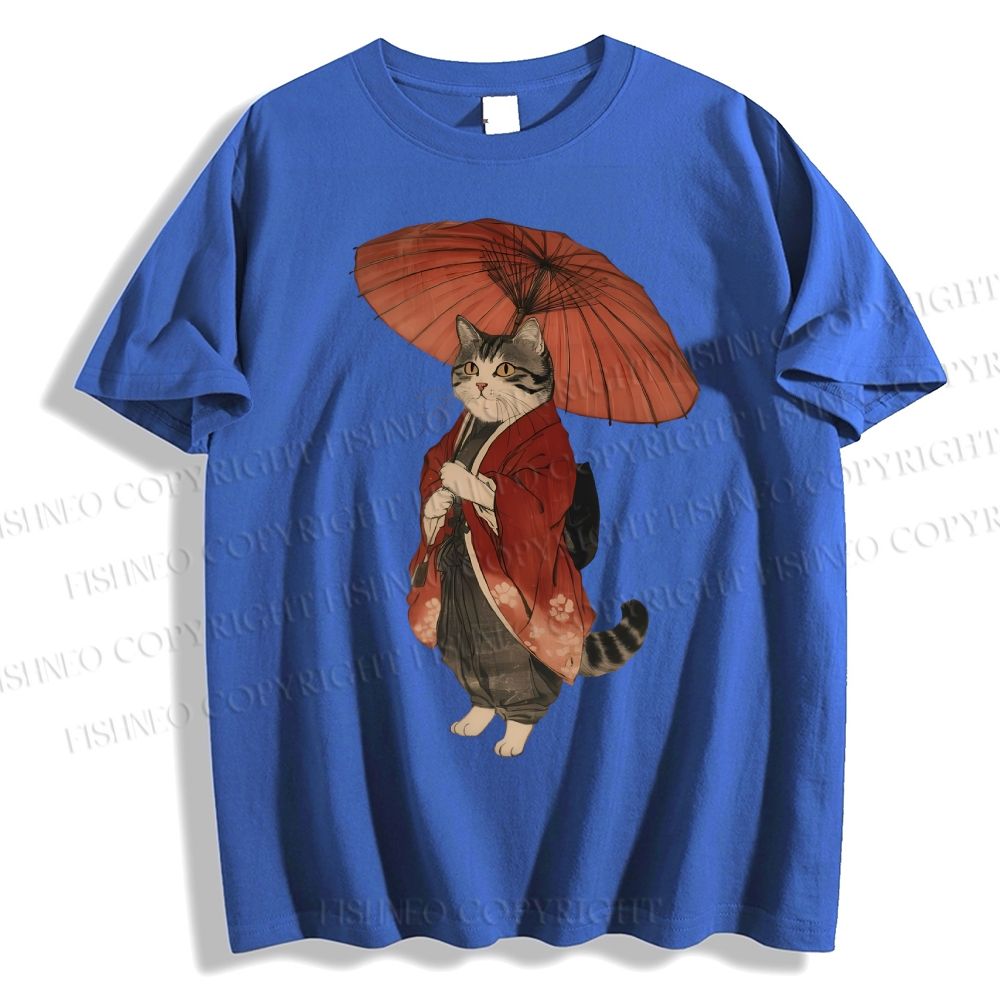 Unisex Vintage Japanese Cat Classic Cotton T-shirt
