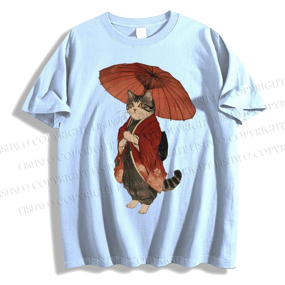 Unisex Vintage Japanese Cat Classic Cotton T-shirt