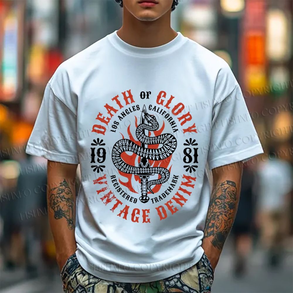 Unisex Vintage Snake Graffiti Classic Cotton T-shirt