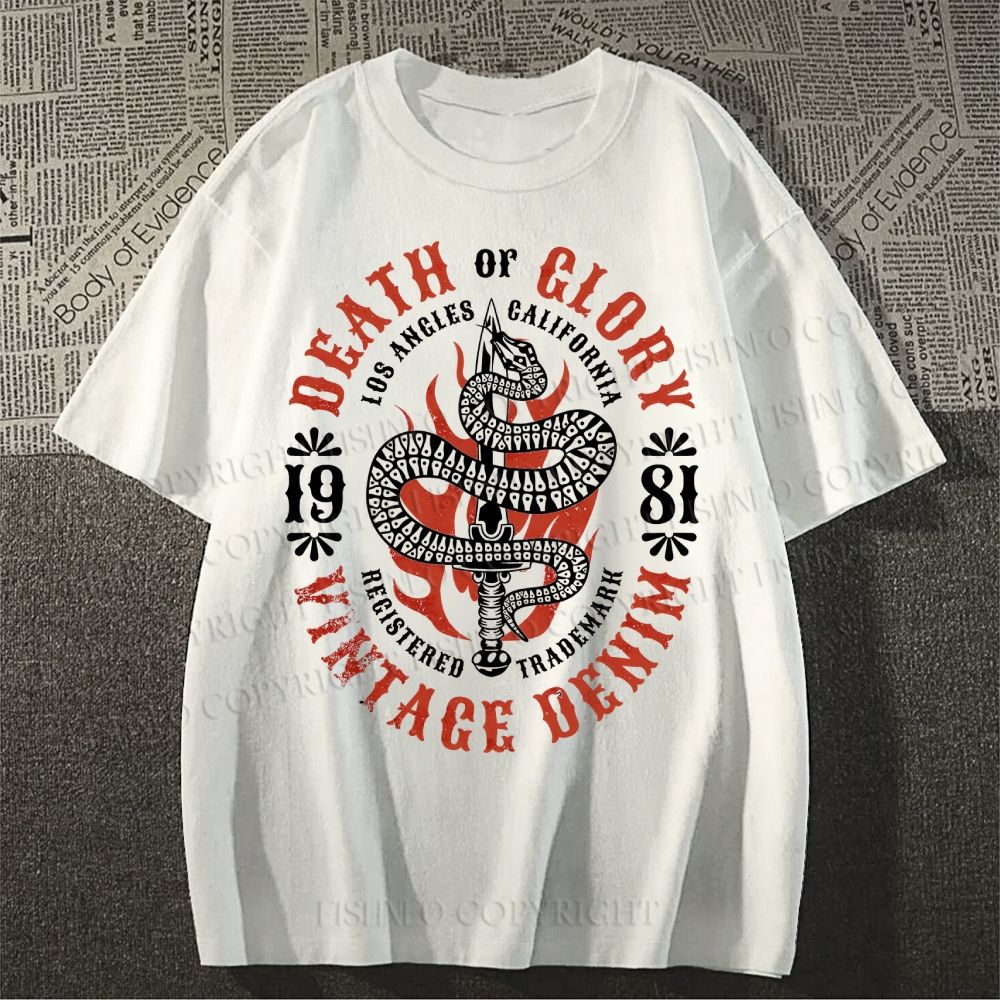 Unisex Vintage Snake Graffiti Classic Cotton T-shirt