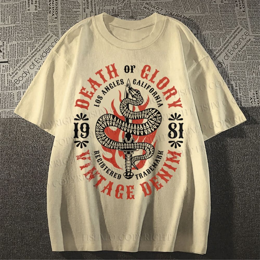 Unisex Vintage Snake Graffiti Classic Cotton T-shirt