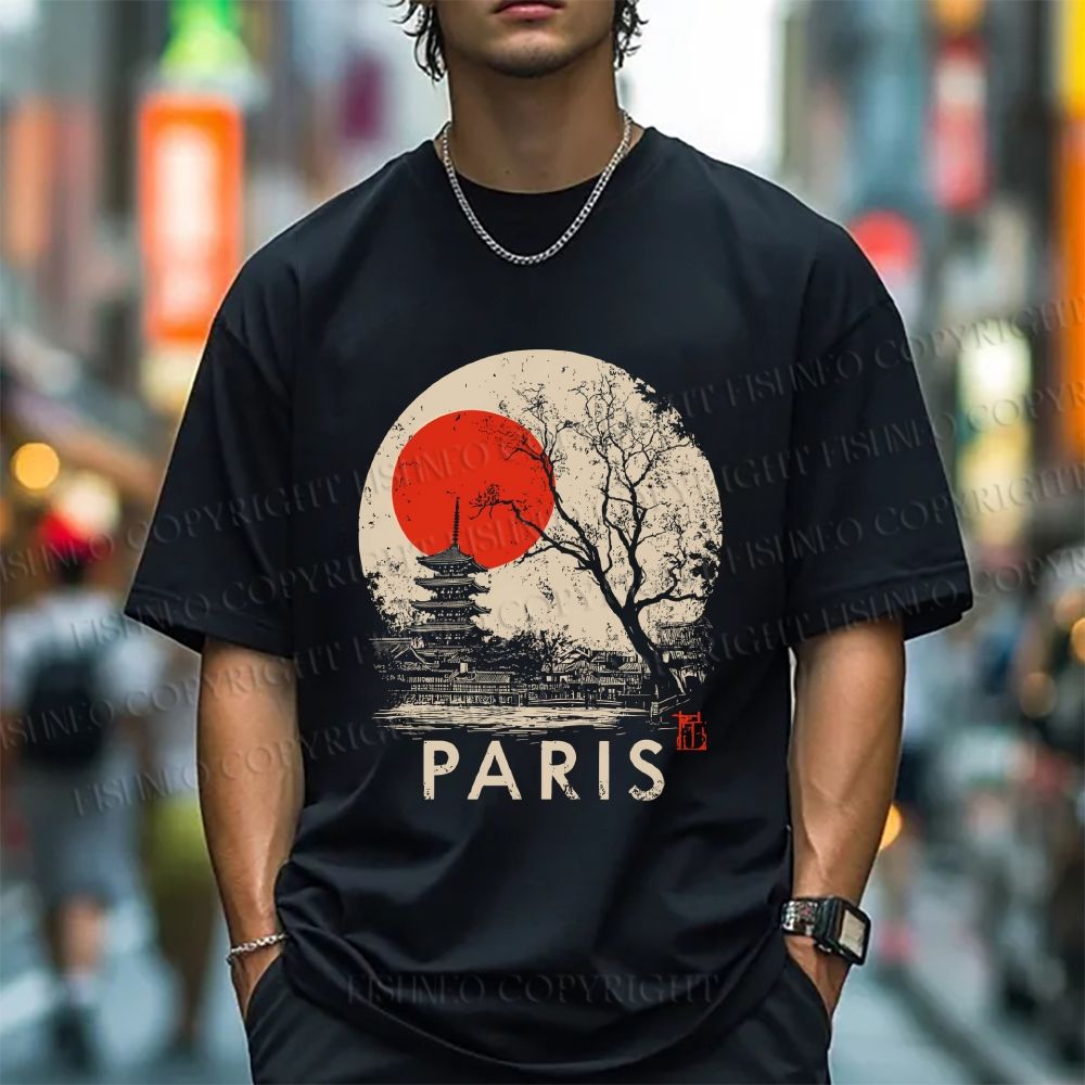 Unisex Vintage Paris Graffiti Classic Cotton T-shirt