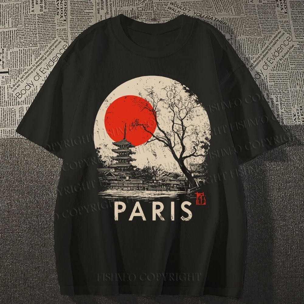 Unisex Vintage Paris Graffiti Classic Cotton T-shirt