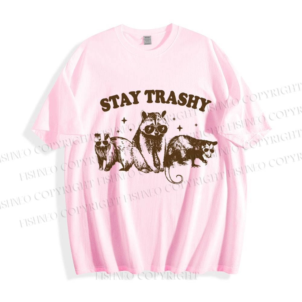 Unisex Vintage Raccoon Stay Trashy Classic Cotton T-shirt
