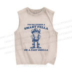 Unisex Vintage Frog Cowboy Printed Washed Tank Top