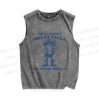 Unisex Vintage Frog Cowboy Printed Washed Tank Top