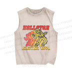 Unisex Vintage Skull Hell Star Printed Washed Tank Top