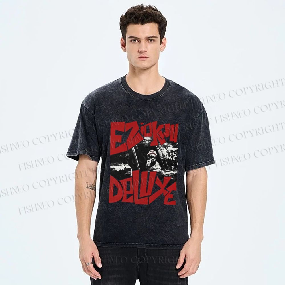 Unisex Vintage Graffiti Printed Washed Tee
