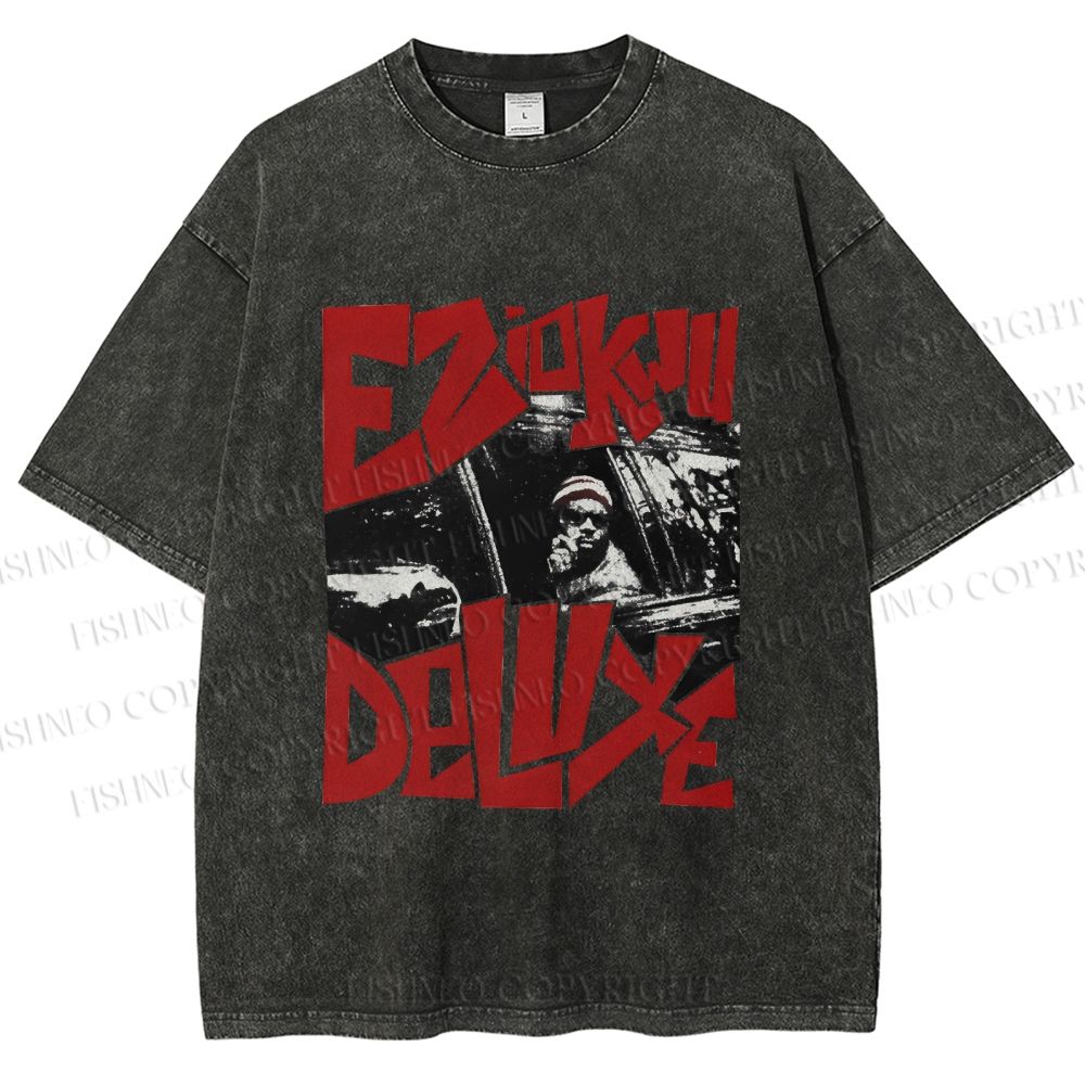 Unisex Vintage Graffiti Printed Washed Tee