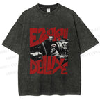 Unisex Vintage Graffiti Printed Washed Tee