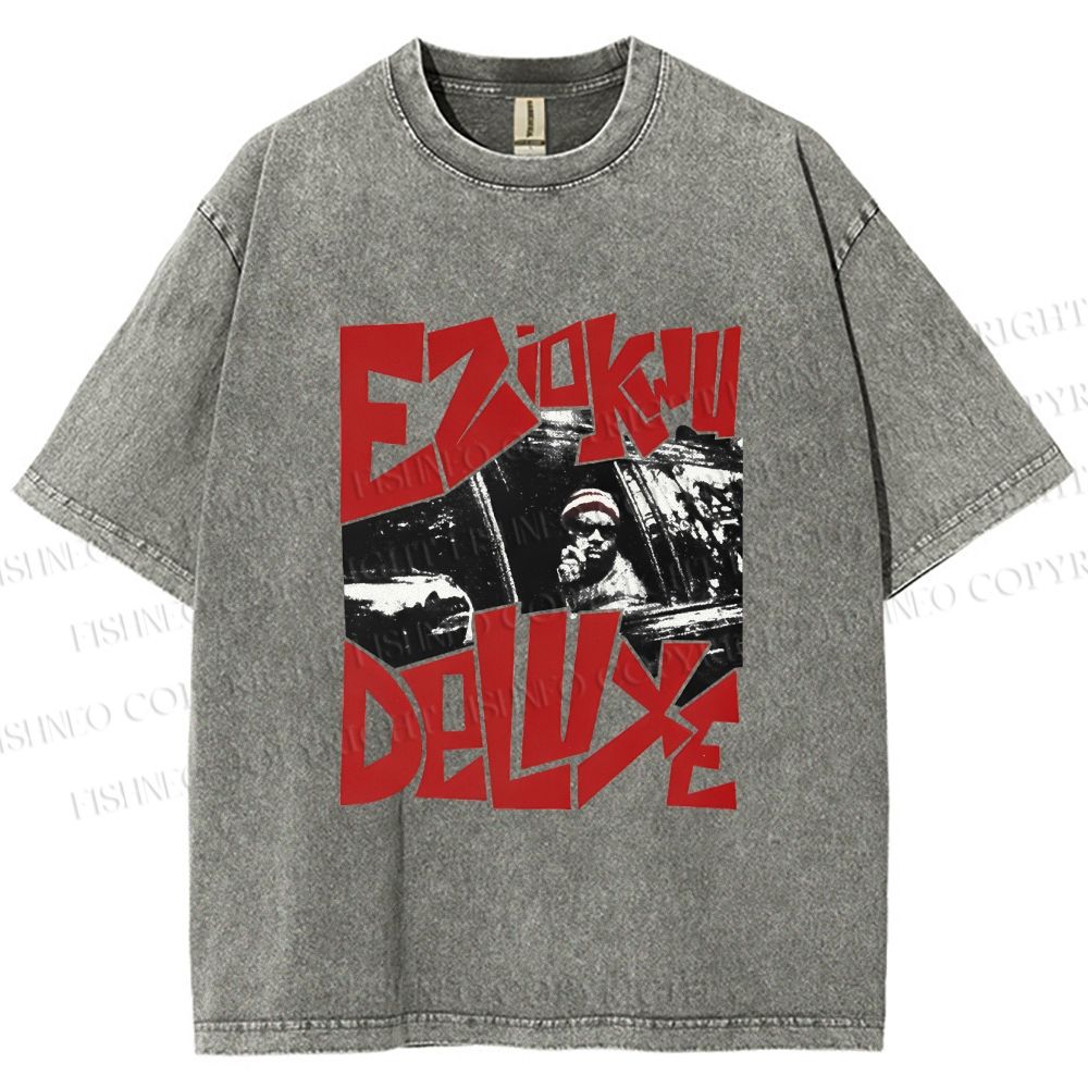 Unisex Vintage Graffiti Printed Washed Tee