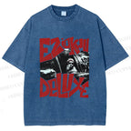 Unisex Vintage Graffiti Printed Washed Tee