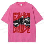 Unisex Vintage Graffiti Printed Washed Tee