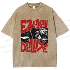 Unisex Vintage Graffiti Printed Washed Tee