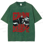 Unisex Vintage Graffiti Printed Washed Tee