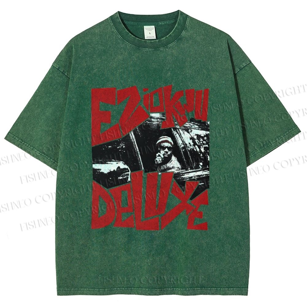 Unisex Vintage Graffiti Printed Washed Tee