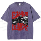 Unisex Vintage Graffiti Printed Washed Tee