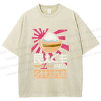 Unisex Vintage Japanese Rice Graffiti Printed Washed Tee