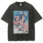 Unisex Flower Printed Washed Tee