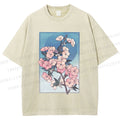 Unisex Flower Printed Washed Tee