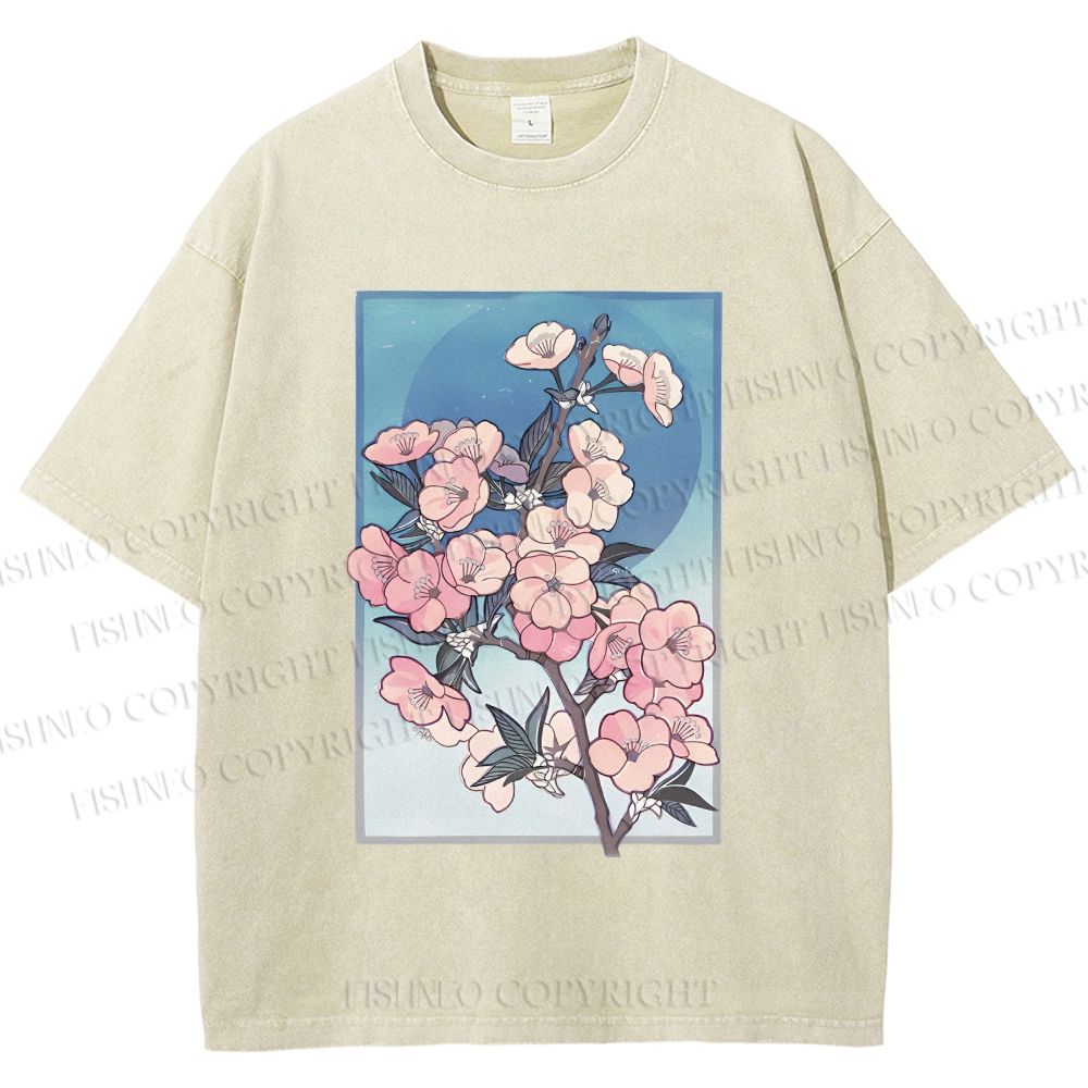 Unisex Flower Printed Washed Tee