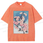 Unisex Flower Printed Washed Tee