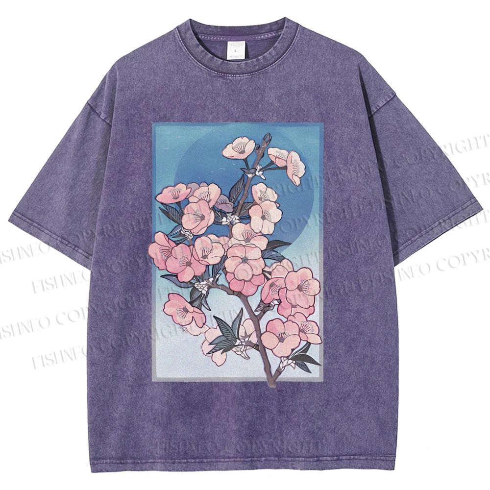 Unisex Flower Printed Washed Tee