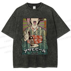 Unisex Vintage Japanese Kimono Woman Printed Washed Tee