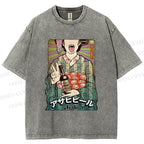 Unisex Vintage Japanese Kimono Woman Printed Washed Tee