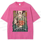 Unisex Vintage Japanese Kimono Woman Printed Washed Tee