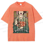 Unisex Vintage Japanese Kimono Woman Printed Washed Tee
