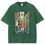 Unisex Vintage Japanese Kimono Woman Printed Washed Tee