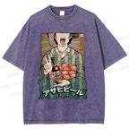 Unisex Vintage Japanese Kimono Woman Printed Washed Tee