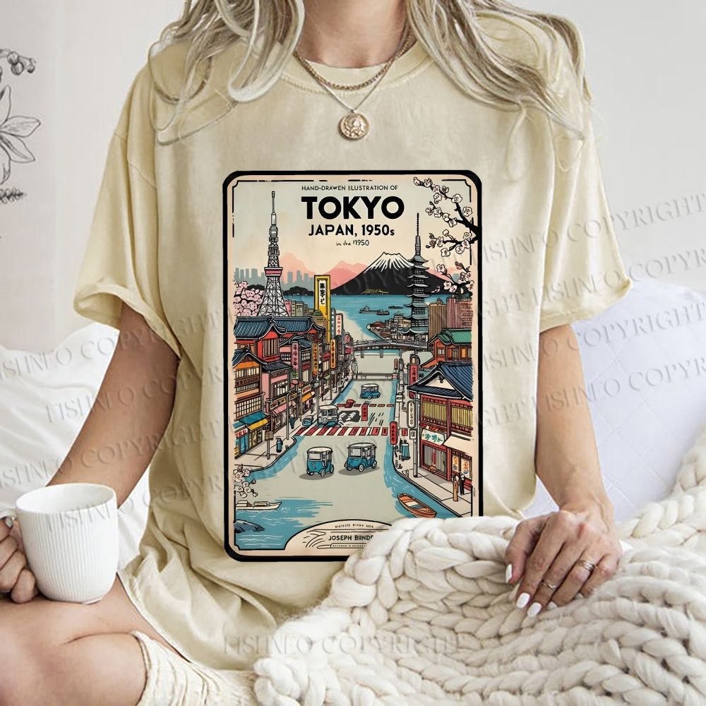 Unisex Tokyo Printed Washed Tee
