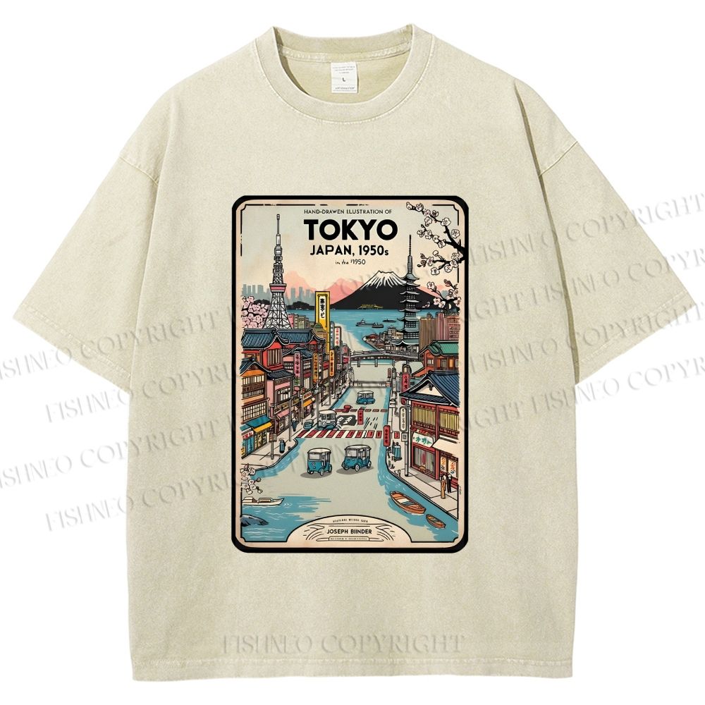Unisex Tokyo Printed Washed Tee