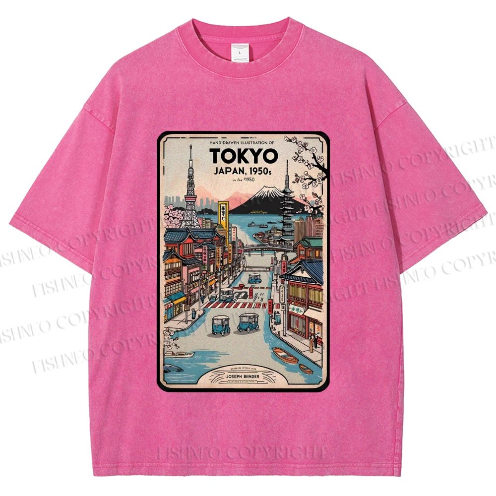 Unisex Tokyo Printed Washed Tee