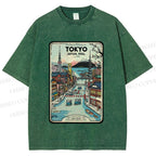 Unisex Tokyo Printed Washed Tee