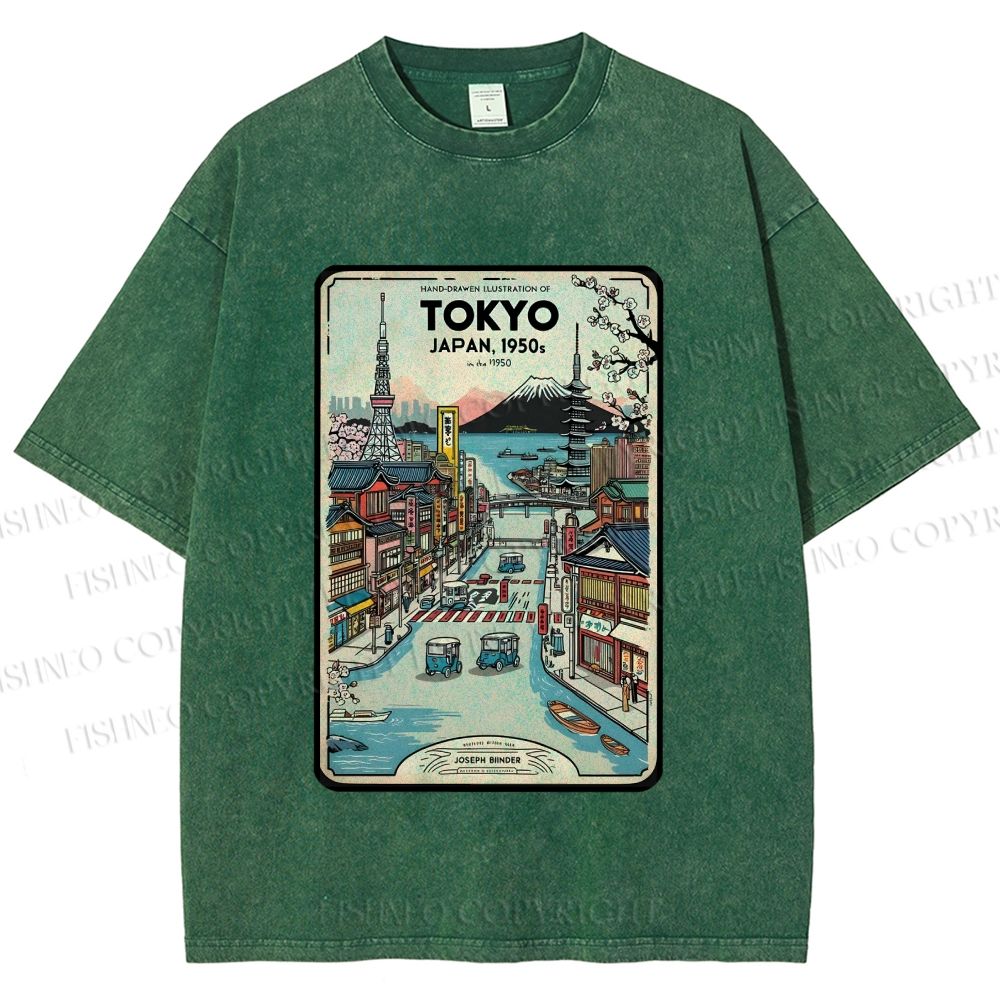 Unisex Tokyo Printed Washed Tee