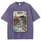 Unisex Tokyo Printed Washed Tee