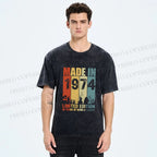 Unisex Vintage Rainbow Graffiti Printed Washed Tee
