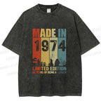 Unisex Vintage Rainbow Graffiti Printed Washed Tee