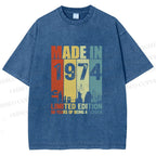Unisex Vintage Rainbow Graffiti Printed Washed Tee